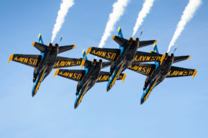 Blue Angels flying in formation.